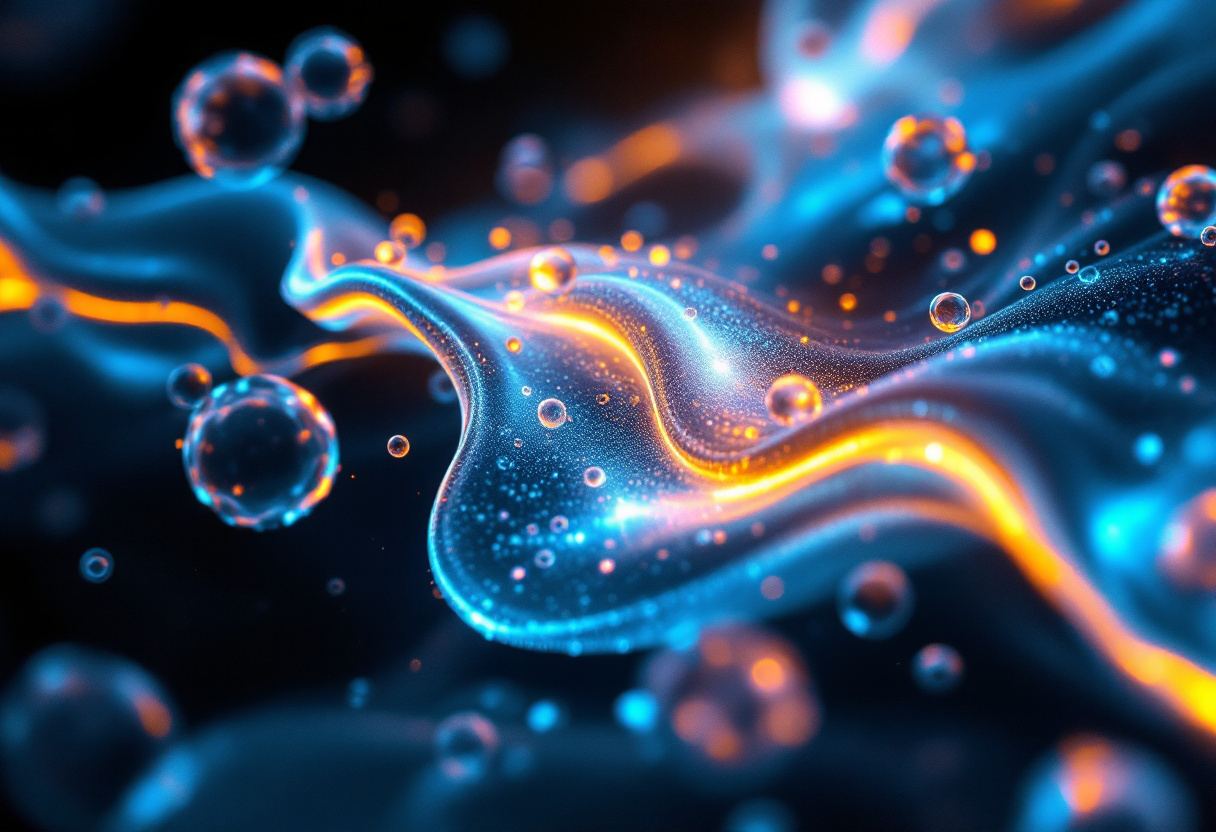Luminous membrane forms budding into a dark field
