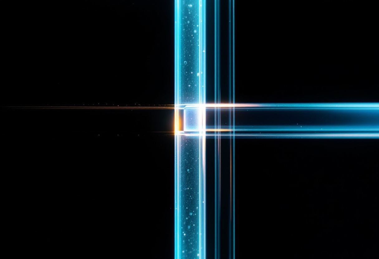 Layered luminous bands separating in a vertical column